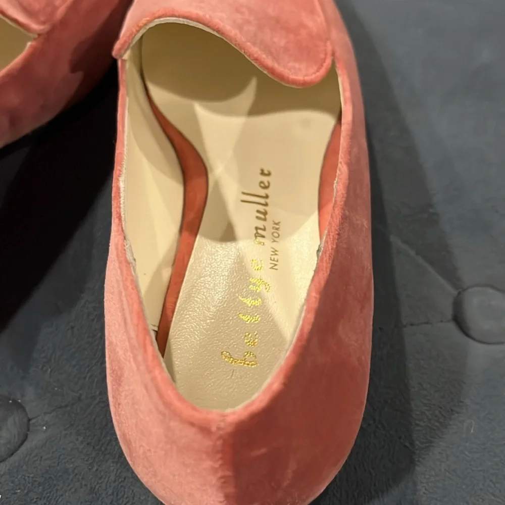 Bettye Muller NY Size 6 Soft Pink Regency Velvet Slip On Loafers Leather Sole - Picture 9 of 10
